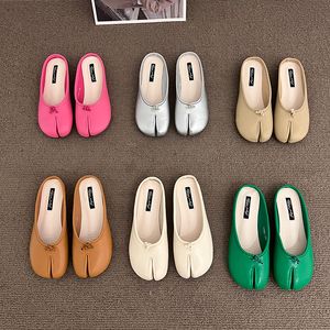 Bailamos Flats Dress MicroFiber Woman Leather Comfy Split Toe Slippers Soft Bottom Loafers Korte dames mocassins Tabi n