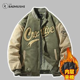 BAIMUSHI – uniforme de Baseball en daim, manteau Vintage américain, veste d'automne et d'hiver avec lettres brodées Harajuku, vêtements Hip Hop 240102