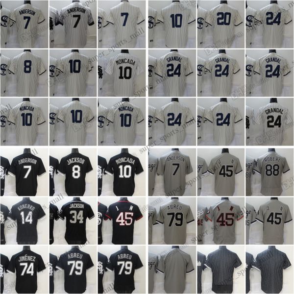 Maillots de baseball Baines Harrison Anderson Jackson Moncada Konerko Mendick Grandal Abbott Giolito Hendriks Lynn Kopech Thomas Maillot cousu Hommes S-3XL