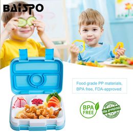 Baispo Boîte à lunch carrée au micro-ondes pour enfants Récipient alimentaire étanche avec compartiments Boîte à lunch sans BPA pour l'école de pique-nique Y200429