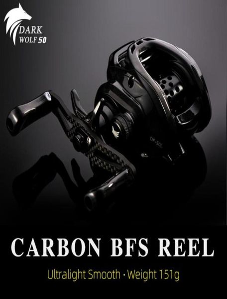 Baitcaster Dark Wolf 50 Ultralight 151G Carbon Saltwater Baitcasting Reel Bass Wheel para Trout Pike Fishing Reels4792314