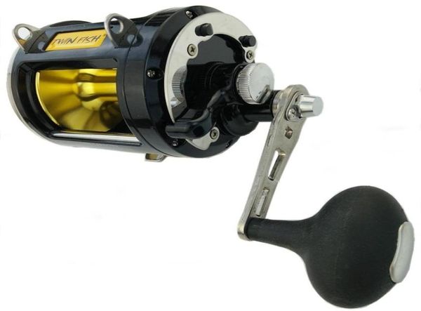 Carretes de baitcasting Serie 12000 Potencia máxima 25 kg Carrete de fundición 8 rodamientos Pesca en aguas profundas Trolling Bobina de metal Mano derecha Rueda negra6024233