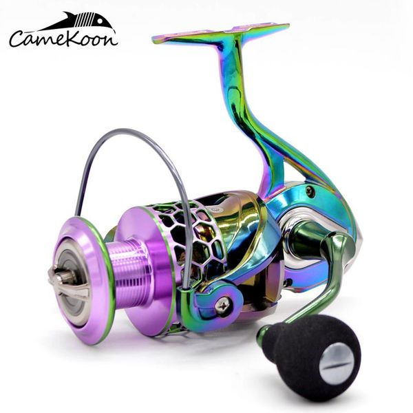 Carretes de baitcasting CAMEKOON 1000-6000 Carrete de pesca giratorio colorido con marco de aluminio Arrastre máximo de 20 kg para agua salada o surf de agua dulce