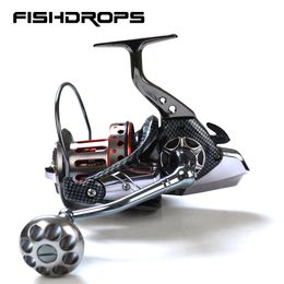 Carretes Baitcasting FISHDROPS Trolling Reel Pesca Spinning Big Saltwater Full Metal Body Long Cast Surf Pesca 230613