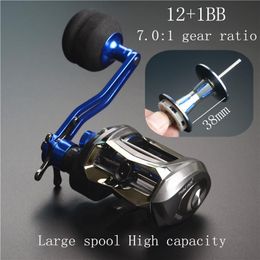 Mulinelli da baitcasting Hi.Whale TF500 Mulinello da lancio con scuotimento lento 12 1BB Jig Wheel Max Drag 11kg Rapporto di trasmissione della barca 7.0:1 Pesca