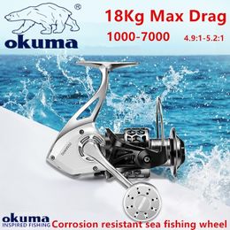 Moulinets Baitcasting Okuma roue de pêche en métal 18Kg Max Drag14 1BB Seaproof Spinning Sea Line 1000 7000 230613