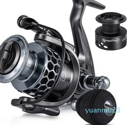 Roubons à appât Sougayilang Spinning Fishing Reel Ratio de vitesse à grande vitesse Bobine en aluminium léger bobine ultra lisse avec bobine libre