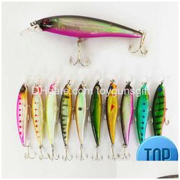 Baits lokt 1 pc's 13 g 11 cm minnow vissen 3d ogen topwater drijvende laser aritificiële wobblers crank aas plastic pesca druppel leveren dh2h0