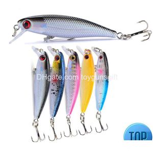 BAITS LURS 1 PCS 3D Eyes Fishing Bait 4.5g 6.5 cm Sinking Vibrant Hook Hook Wiggler Deep Submence Marine Artificial Plastic D Dhrme