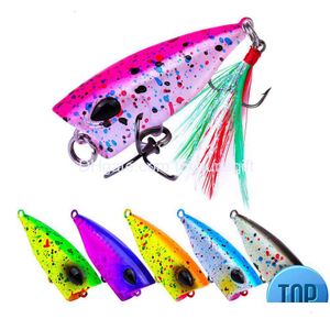 Baits Luros 1 PCS Top Water Popalua señuelo 4.3cm Cebo duro de plástico 4G General biónico emplumado para graves de bajo y atún azul Entrega DHI9M