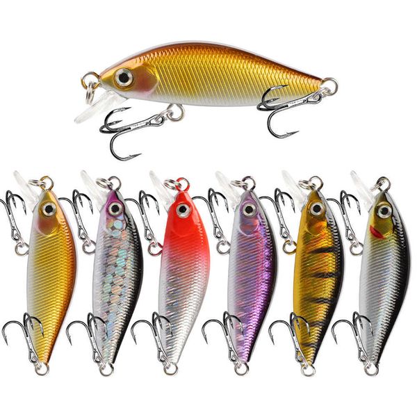 Cebos Señuelos 1 fregadero Minnow Wobblers 5.5cm 4.5g Plástico artificial de alta calidad Bass crank cebo Carp Park equipo de pesca P230525