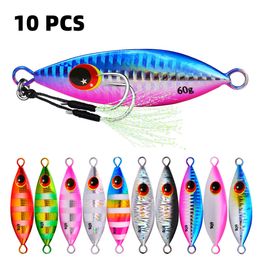 Baits Verbiedt 10 PCSSet Metal Hard Jig Lure kunstmatige aas Shore Slow Jigging Super Bass Fishing Tackle 10G 20G 30G 40G 60G Levering Groothandel 221206