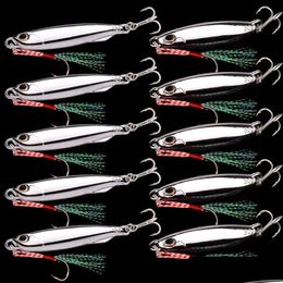 Baits Lures 10Pclot Metal Cast Jig Spoon 10G 15G 20G 30G 40G Set With Hook Casting Jigging Fish Sea Bass Fishing Lure Artificial Bait Otmtx