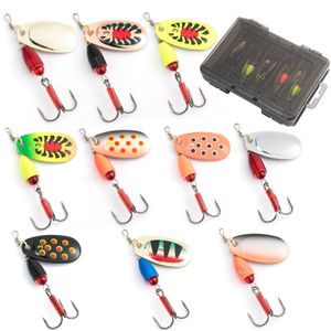 Cebos Señuelos 10pcs caja Señuelo de pesca Metal Spinner Cuchara Set Spinning Agua salada Artificial 7g Wobblers Crankbaits Bass Trucha Perca 230508