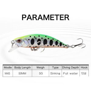 BAITS LURS 10pcs / lot Fishing Small Sinking Minnow 5.5cm 5G Jerkbait Duo Fishingwobbler Bass Crankbait Trout Lure Rozante Dro Dhhgs