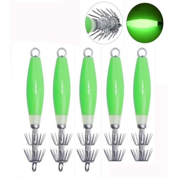 BAITS LURS 10pcs Luminous Green Squid Jig Hook Deep Sea Drop sous-marin Jigs Catch Fishing Lure Tackle4147873 Livraison Sports Outdoor OT59I