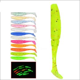 Appâts Leurres 15 pièces/lot d'appâts souples en silicone luminescent T queue 5cm 1g engin pour la pêche Pva natation Wobblers pelle manuelle P230525