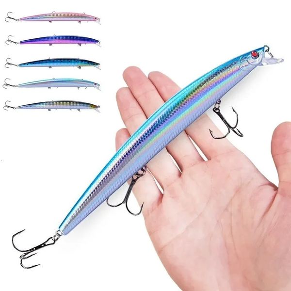 Cebos Señuelos 16 colores 18 cm 24 g Minnow Señuelo de pesca Láser Crankbait Cebo artificial duro Plástico Gran pez falso Mar 231207