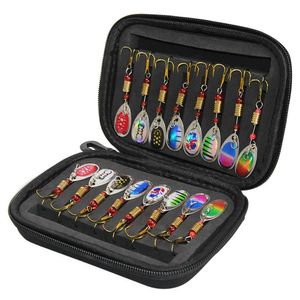 Appâts Leurres 16 Pcs Pêche Spinners Cuillère Ensemble avec Sac À Dos Truite Bar Saumon Brochet Doré 230307