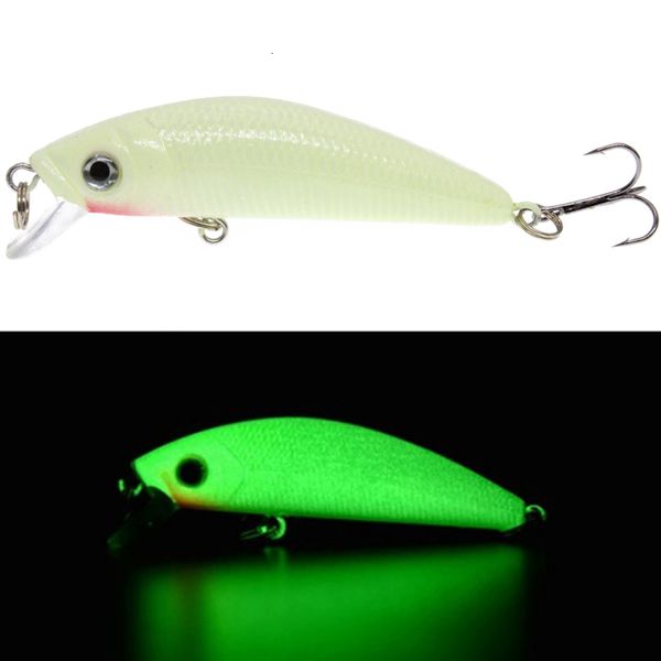 Baits Lures 1 pièces 3D lumineux appât de pêche de nuit 7 cm 8g leurres de vairon de basse avec des crochets aigus artificiels durs manivelles brochet carpe Pesca Tackle 230905