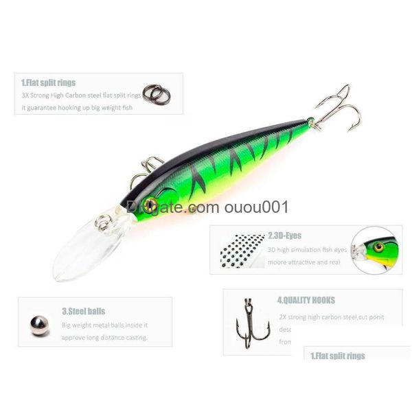 BAITS LURS 1PCS Colorf Stripe Match 11cm 10.5g Bait Hard Minnow Streak Pêche Basse Crochet d'eau Fresh