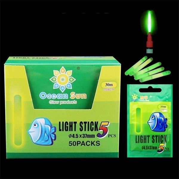 Appâts Leurres 250pcs 50bags 4.5x37mm3.0x25mm Pêche Chimique Bâtons Lumineux Lueur Fluorescent Poisson Appât Alarme Outils 221025