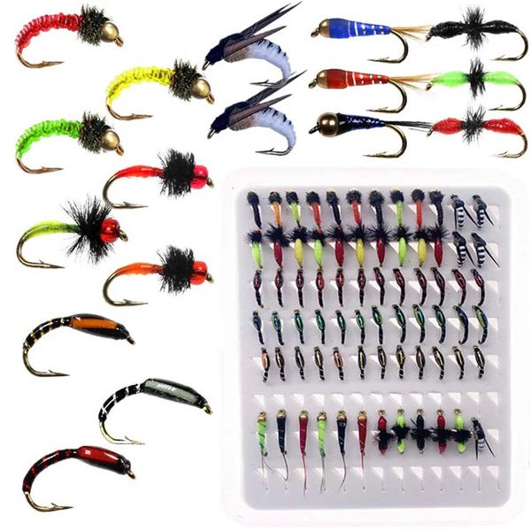 Cebos Señuelos 25102 Uds señuelo de la Pesca con mosca moscas secas y húmedas ninfa Streamer cebo Artificial para Pesca lubina caja de aparejos de trucha 231202