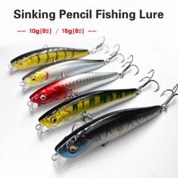 Appâts Leurres 2 pièces leurre de pêche à sensation forte 10g 7 5cm 15g 8 5cm crayon coulant longue coulée Shad Minnow appât artificiel brochet 230825