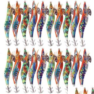 Baits lokt 30 stcs20pcs10pcs houten garnalen vissen lokken inktvis jig haak octopus cuttlefish kunstmatige jigging hard aas 230204 drop de dhwr1