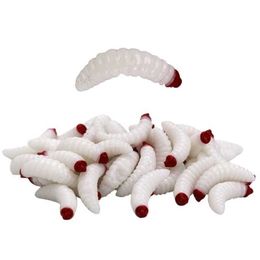 Cebos Señuelos 50 piezas 2.4 cm 0.5 g promocional nuevo maggot gru gancho de pesca olor gusano brillante camarón cebo suave P230525