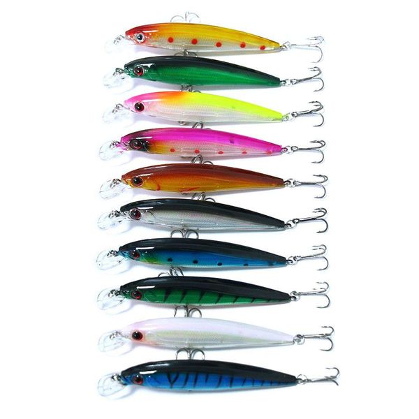 Cebos señuelos 50 unids/lote láser minnow pesca cebo duro palo 11 cm 13,4 g 4 ganchos 8 colores mi027 entrega de caída deportes al aire libre otfvx