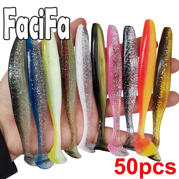 Appâts Leurres 50pcs leurre souple appât en Silicone Shad Wobbler leurre de pêche ver de mer Swimbait Streamer spinnerbait accessoires 231023