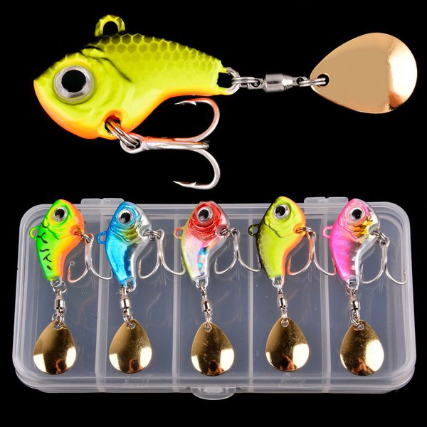 Appâts Leurres 5Pcs / boîte Rotatif Métal VIB vibration Appât Spinner Cuillère Leurres De Pêche 5g-20g Jigs Truite Hiver Pêche Dur Appâts Tackle Pesca 230516