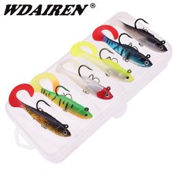 Baits lokt 5 -stcs/lot gemengde kleuren zachte aas set 60 mm 4g jig haken wobblers vissen kunstaas kunstmatige siliconen met box pesca tackle kit 230504