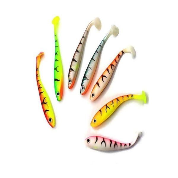 Appâts Leurres 5pcslot 7cm 21g Soft Sile Bait 3D Yeux avec pagaie T Queue pour la pêche en mer PVA Swimbait Wobblers Artificielle Drop Livraison S Dhhtj