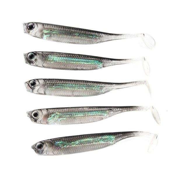 Appâts Leurres 5Pcslot Pêche Appâts Souples 7CM 75CM 17G 23G 27G T Queue de poisson Arc-En-Couleur Sequin Swing Spinner 230802