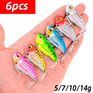 Cebos Señuelos 6pcs VIB Cuchara Señuelo de pesca 5g 10g 14g Metal Spinner Bait Crankbait Bass Artificial Hard Cicada Tackle 230504