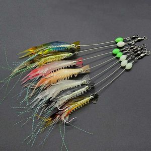 Aas Lokt 7Pcslot 8Cm 5G Silicium Garnalen Vissen Lokken Lichtgevende Zachte Gemengde Kleur Kunstaas Pesca Sabiki rig YE96 230801