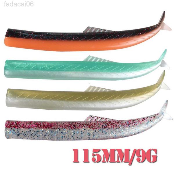 Cebos Señuelos ATEUNO FLASH SAND EEL 115mm 9g Señuelo de pesca suave Cola Jig Head Minnow Cebo artificial Agua salada Lubina Swimbait Tackle Gear HKD230710