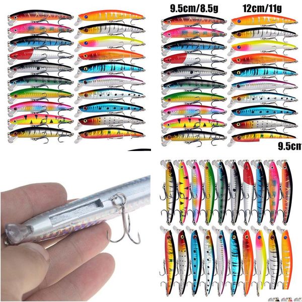 Cebos Señuelos Cebos Señuelos 20 Unidslot Colores Mezclados Conjunto De Señuelos De Pesca Flotante Minnow Wobblers Isca Artificial Duro Agudos Ganchos Carpa Tackl Dh8Sq