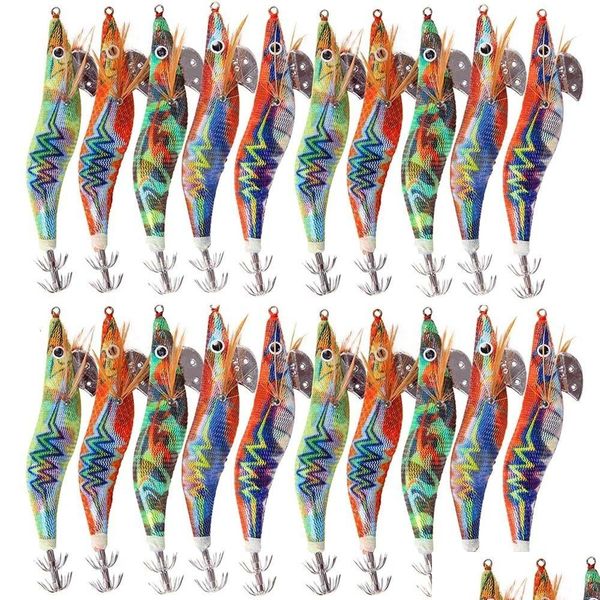 Baits Lures Appâts Leurres 30Pcs20Pcs10Pcs Leurre De Pêche Aux Crevettes En Bois Calmar Jig Crochet Poulpe Seiche Artificielle Jigging Appât Dur Dr Dhyrh