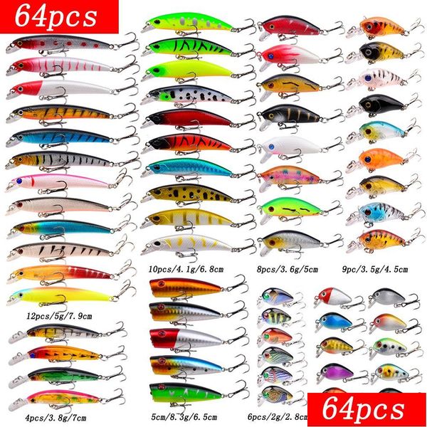 Cebos Señuelos Cebos Señuelos Juego de señuelos de pesca Cebo duro Mini Minnow Columpio flotante Crankbait Crazy Wobblers Manivela biónica artificial 22111 Dhxp8