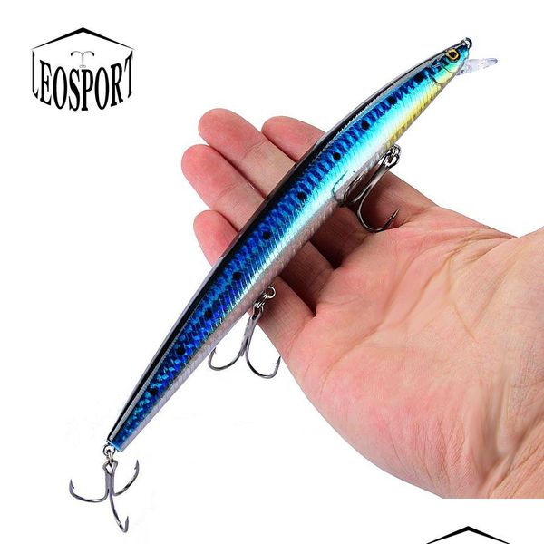 Appâts Leurres Appâts Leurres Vente 1pcs 18cm 24g gros poisson long méné pêche en mer leurre appât yeux 3D crochets solides pour 230905 drop livraison Dhfkd