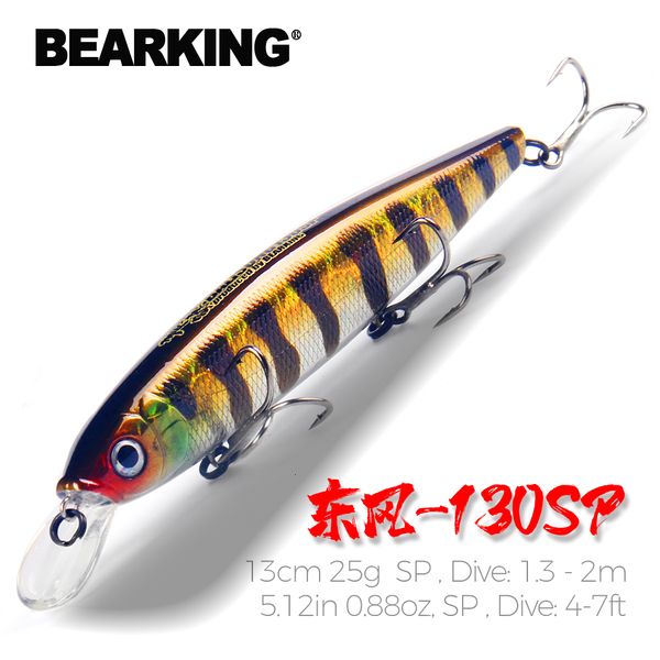 Cebos Señuelos Bearking 13 cm 25 g Bolas de tungsteno Modelo de fundición larga Señuelos de pesca Cebo duro Buceo 13 2 m Calidad profesional Minnow 230307