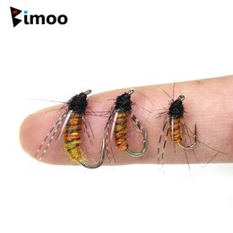 Baits Lures Bimoo 6pcs #10 ~ #14 Patridge Soft Hackle Nymph Pupa Fly Brown voor forel Bass Panfish Visvissen Wetvliegen Lures Aas snel zinken 230812