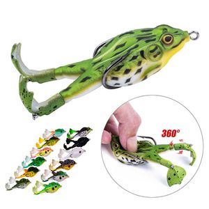 Aas Kunstaas Biomimetische Kikker Dubbele Propeller Topwater Aas Siliconen Thunderfrog Zachte Kunstmatige Follikel Apparaat voor Vissen Snake Head Bass P230525