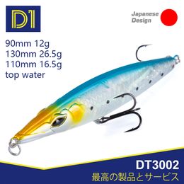 Baits Lures D1 Topwater Potlood Lure Stickbaits Zwevende visserij Lures 90mm 110 mm 130 mm Surface Sea Vissersaas voor Seabass DT3002 230812