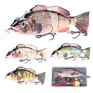 Cebos Señuelos Señuelo de pesca eléctrico USB Cebo multiarticulado Wobblers duros Señuelos de pesca hundidos Luz LED Swimbait Señuelo recargable 230909