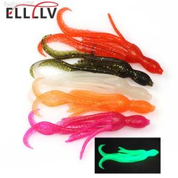 Aas Kunstaas ELLLV 5 stks 10 cm/4g Octopus Inktvis Aas Fluo Zoutwater Snapper Vissen Zachte Lokken TPR materiaal Kabura Pesca Wobbler Visgerei HKD230710