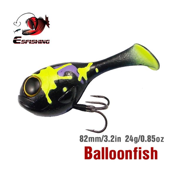 Appâts Leurres ESFISHING Balloonfish 82mm24g 1pcs Silicone Soft Bait Deraball avec Qualité Crochet Pesca Leurre De Pêche Artificiel Tackle 230608